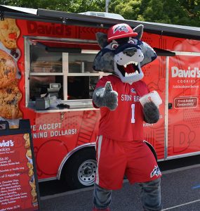 Wolfie at david's cookie trailer