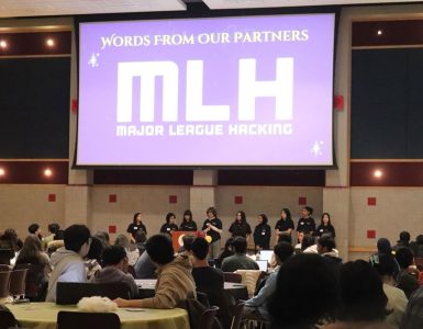 Students at HopperHacks, the annual hackathon hosted by the Women in Computer Science club.