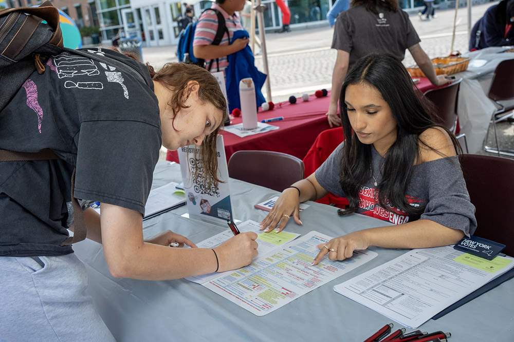 Voter registration drive at the SAC Plaza