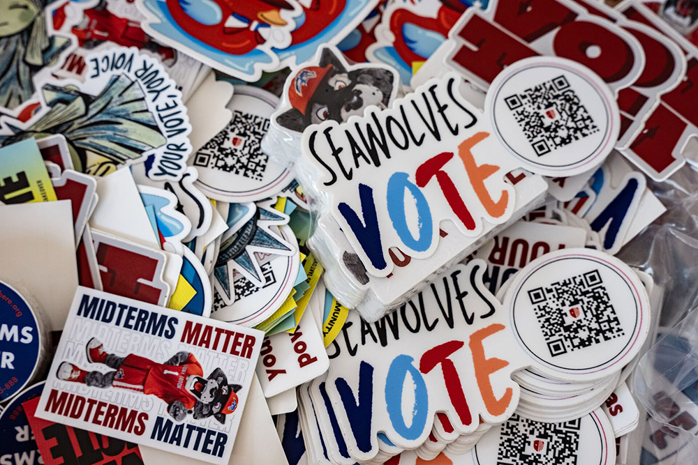 Voter registration stickers
